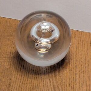 VTG Simon Pearce Paperweight Clear Glass Controlled Bubble Saturn Ring Orb Decor